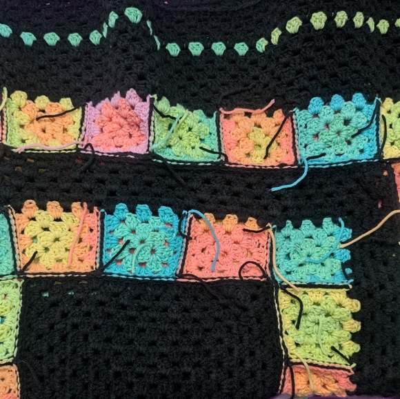 😍 Homemade Colorful 🌈 Crochet 🧶 🧶 Grannysquare Throw Blanket 80" X 80" - Picture 5 of 7
